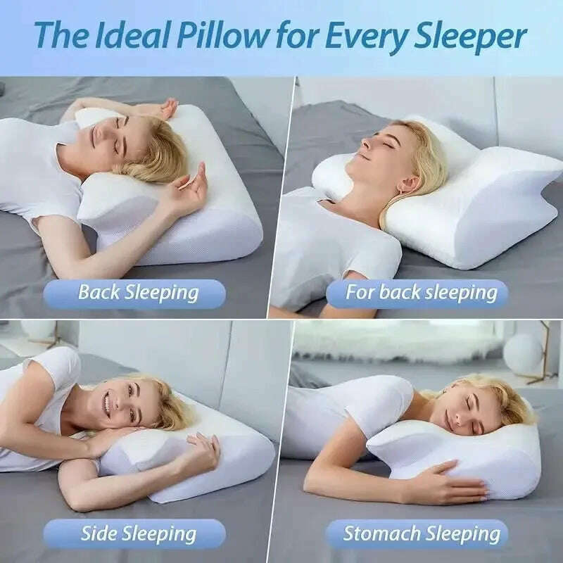 KIMLUD, Butterfly Sleep Memory Neck Pillow Slow Rebound Comfortable Memory Foam Sleep Pillow Cervical Orthopedic Neck Massage Bed Pillow, KIMLUD Womens Clothes