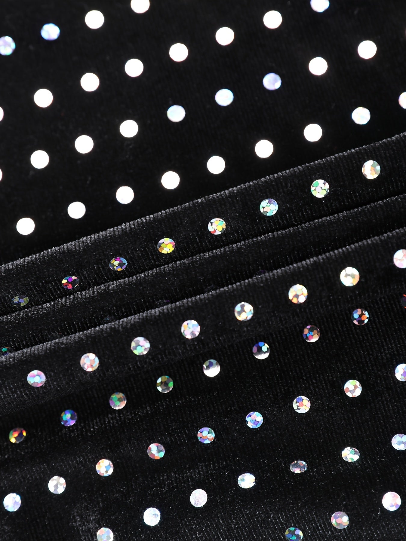 1pc Chic V-Neck Sequin Bodycon Dress, Polyester Knit Fabric with Contrast Sequin Detail, Fall/Winter Solid Color Adult Dress