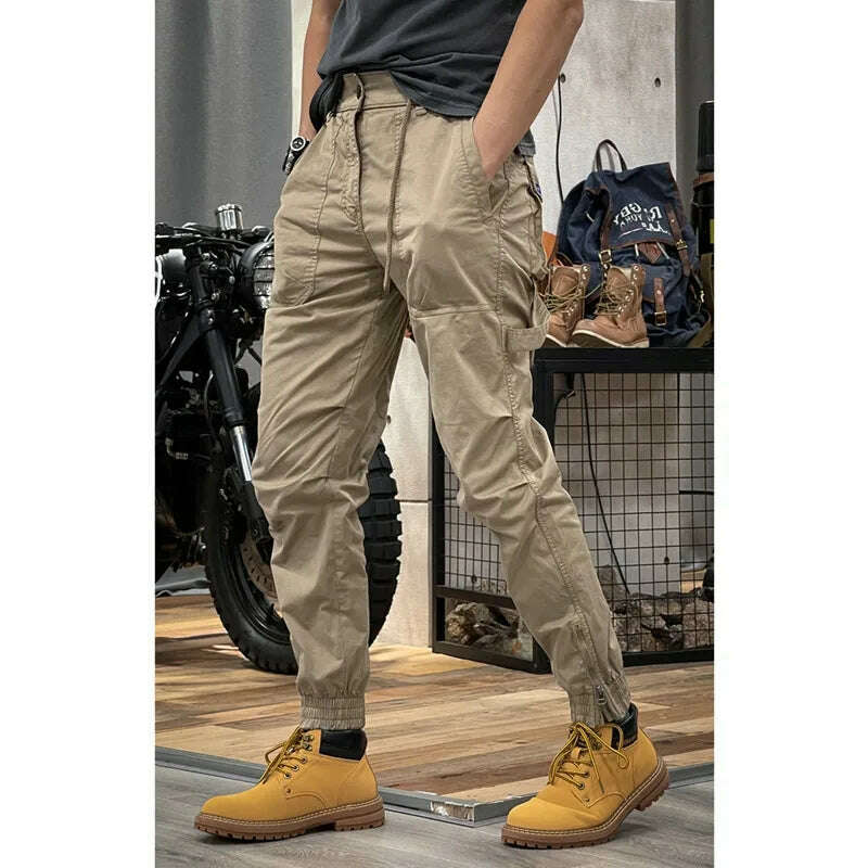 KIMLUD, Camo Navy Trousers Man Harem Y2k Tactical Military Cargo Pants for Men Techwear High Quality Outdoor Hip Hop Work Stacked Slacks, Khaki / Asian size XL, KIMLUD Women's Clothes