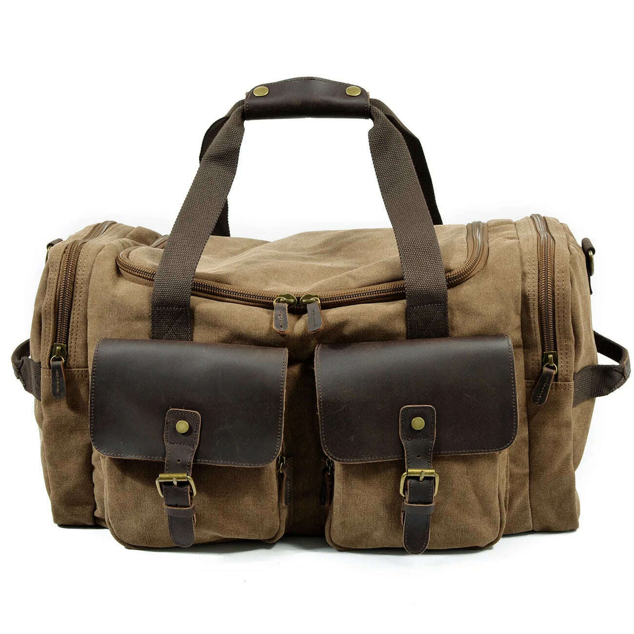 KIMLUD, Canvas bag large capacity for men's handbags leisure wear one shoulder aslant luggage, Dark brown, KIMLUD Womens Clothes