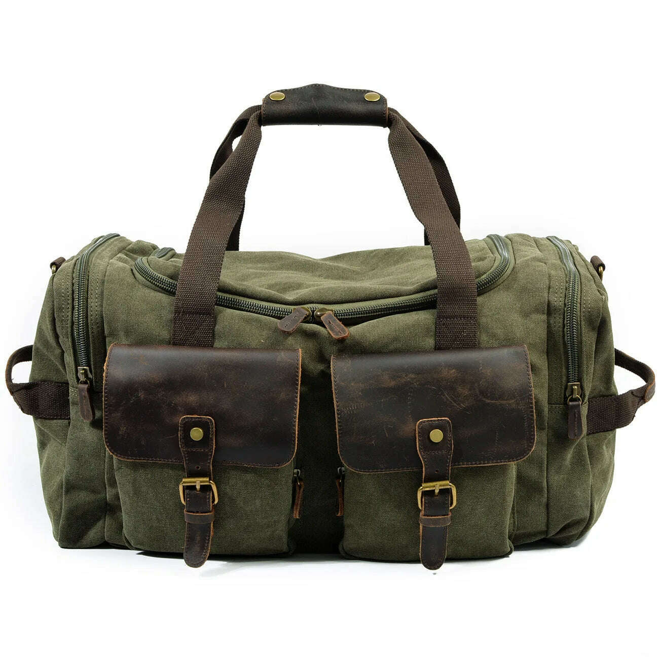 KIMLUD, Canvas bag large capacity for men's handbags leisure wear one shoulder aslant luggage, Army green, KIMLUD Womens Clothes