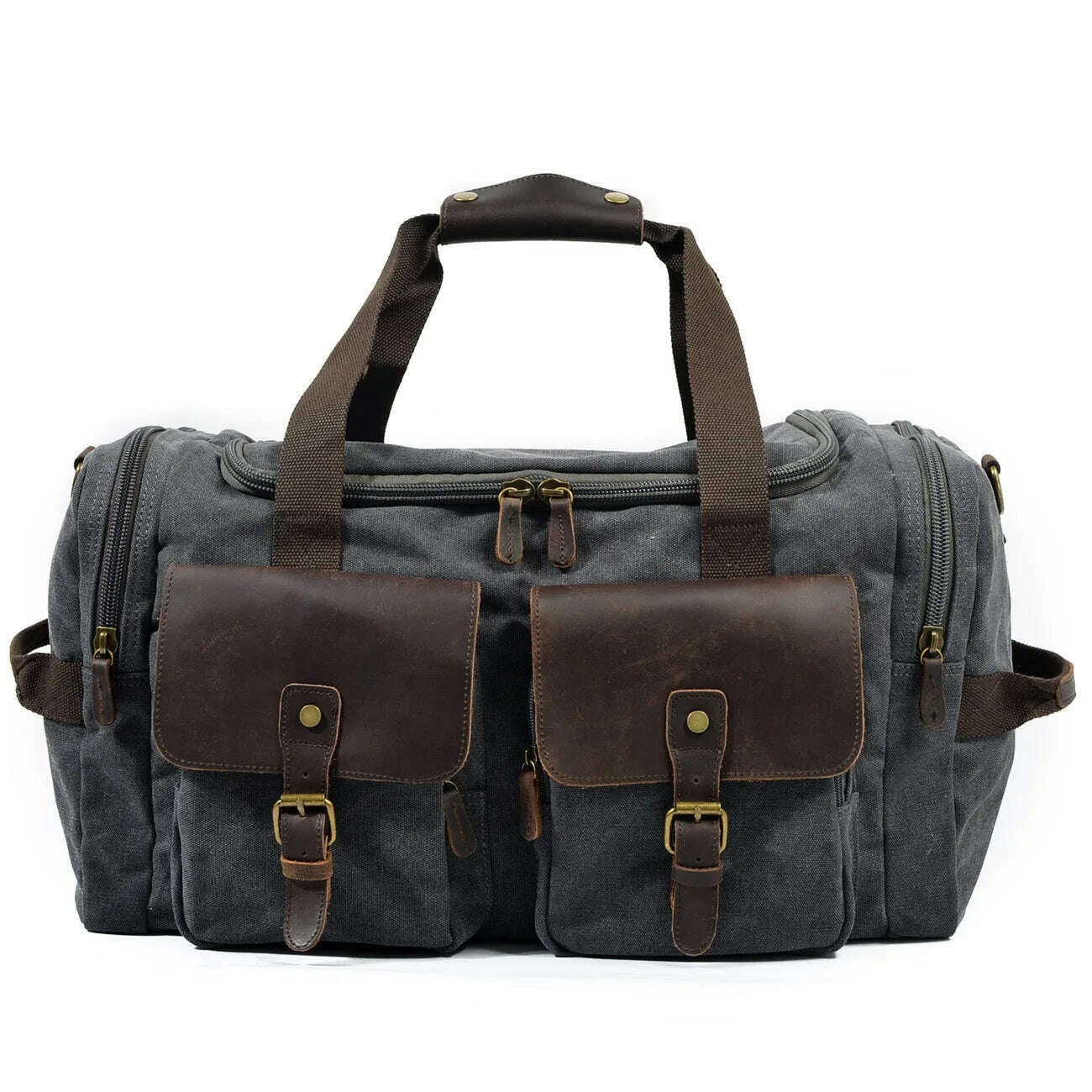 KIMLUD, Canvas bag large capacity for men's handbags leisure wear one shoulder aslant luggage, Dark grey, KIMLUD Womens Clothes