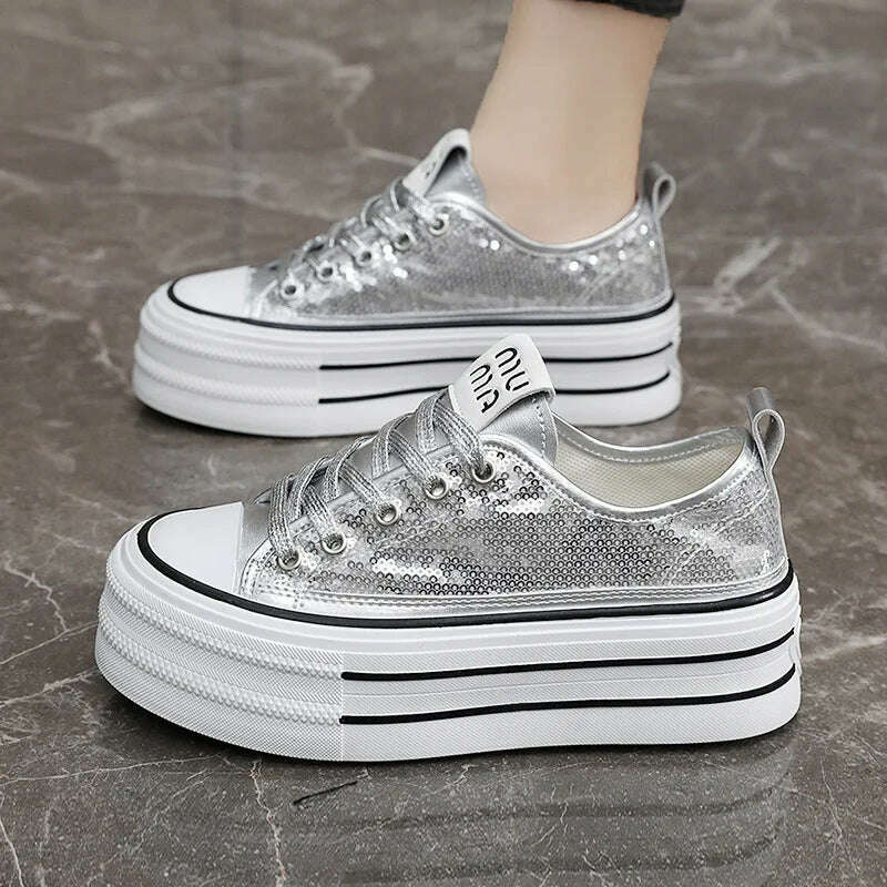 KIMLUD, Canvas Shoes Women Fashion Bling Platform Vulcanized Sneakers Designer Summer Casual Sports Canvas Sneaker Footwear Zapatillas, KIMLUD Womens Clothes