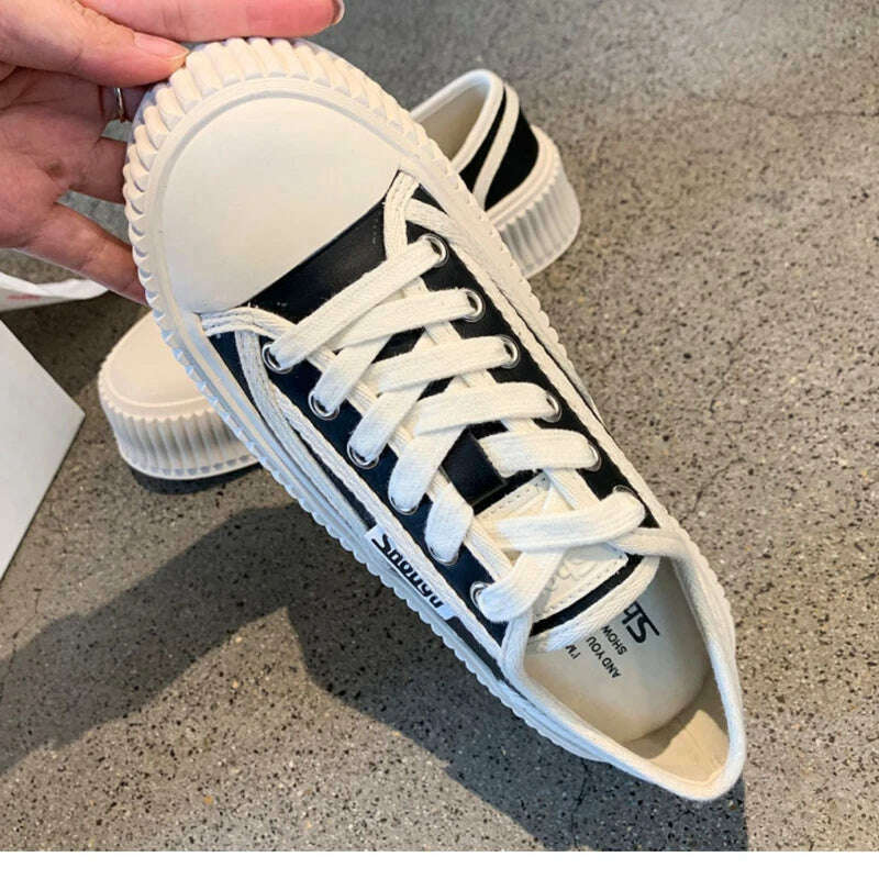 KIMLUD, Canvas Shoes Women&#39;s 2022 Spring and Autumn New Thick-soled Small Fragrance Casual Sneakers Muffin Small White Shoes Women, KIMLUD Womens Clothes