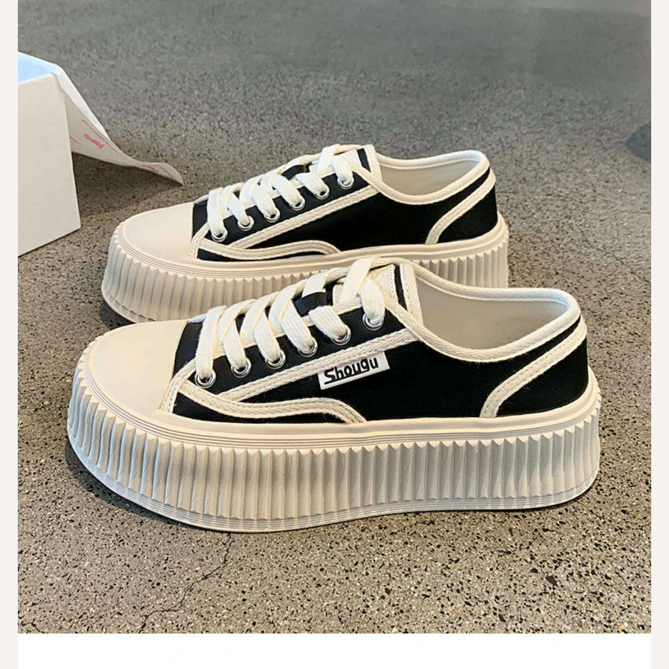 KIMLUD, Canvas Shoes Women&#39;s 2022 Spring and Autumn New Thick-soled Small Fragrance Casual Sneakers Muffin Small White Shoes Women, Black / 35, KIMLUD Womens Clothes