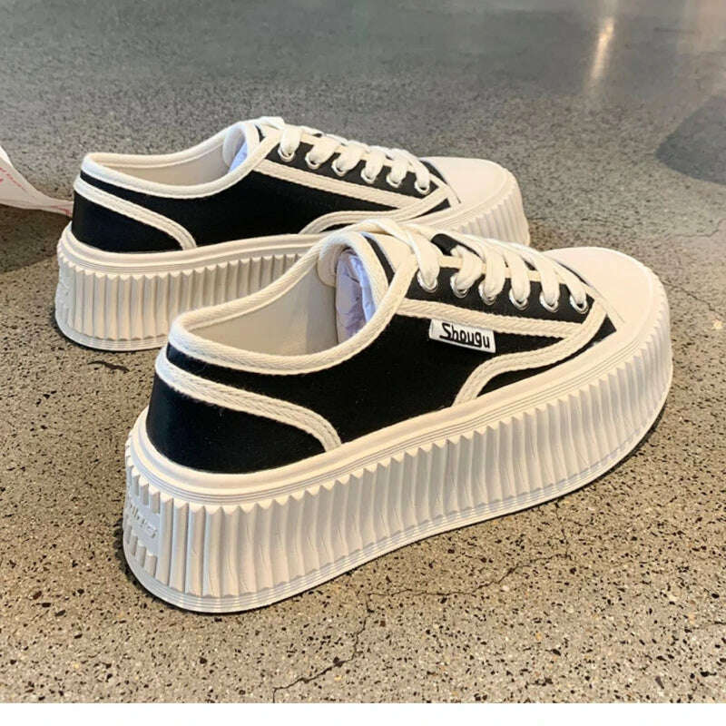 KIMLUD, Canvas Shoes Women&#39;s 2022 Spring and Autumn New Thick-soled Small Fragrance Casual Sneakers Muffin Small White Shoes Women, KIMLUD Womens Clothes