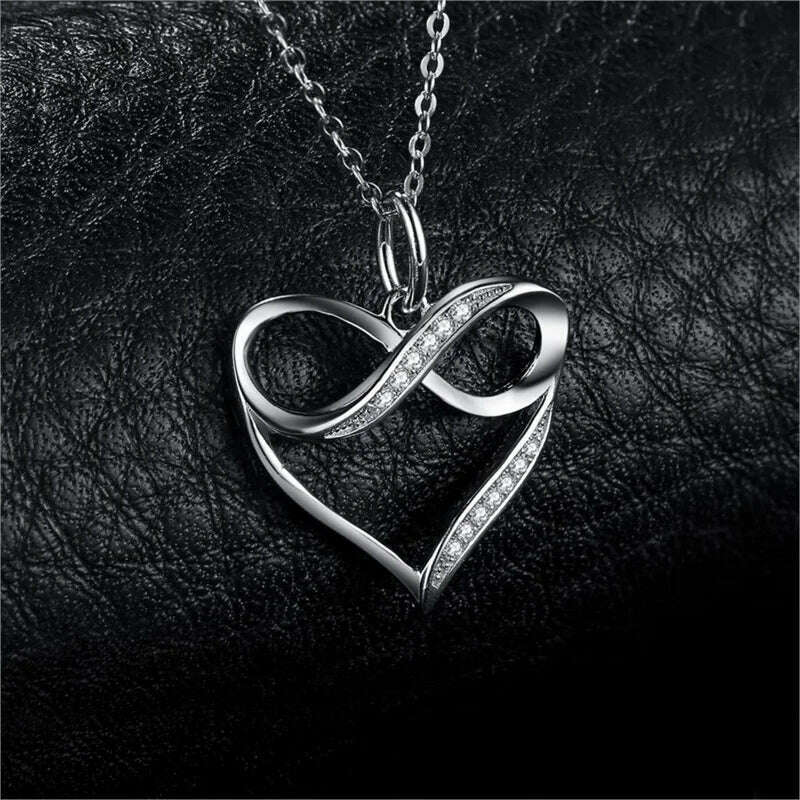 KIMLUD, CAOSHI Delicate Exquisite Heart Necklaces for Women Stylish Bridal Wedding Jewelry Charming Crystal Pendant Trendy Accessories, XL358, KIMLUD Women's Clothes