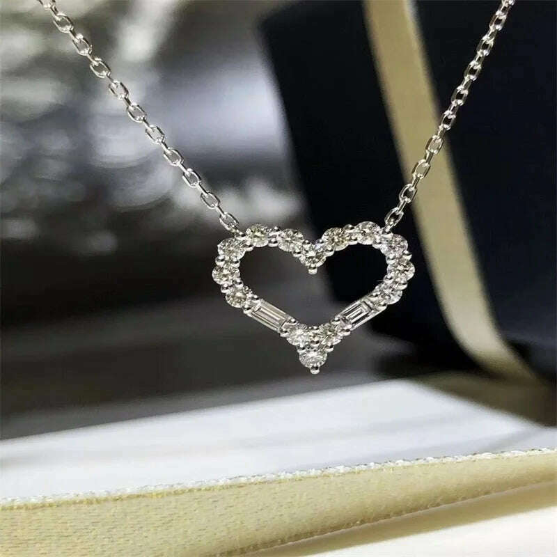 KIMLUD, CAOSHI Delicate Exquisite Heart Necklaces for Women Stylish Bridal Wedding Jewelry Charming Crystal Pendant Trendy Accessories, XL280, KIMLUD Women's Clothes
