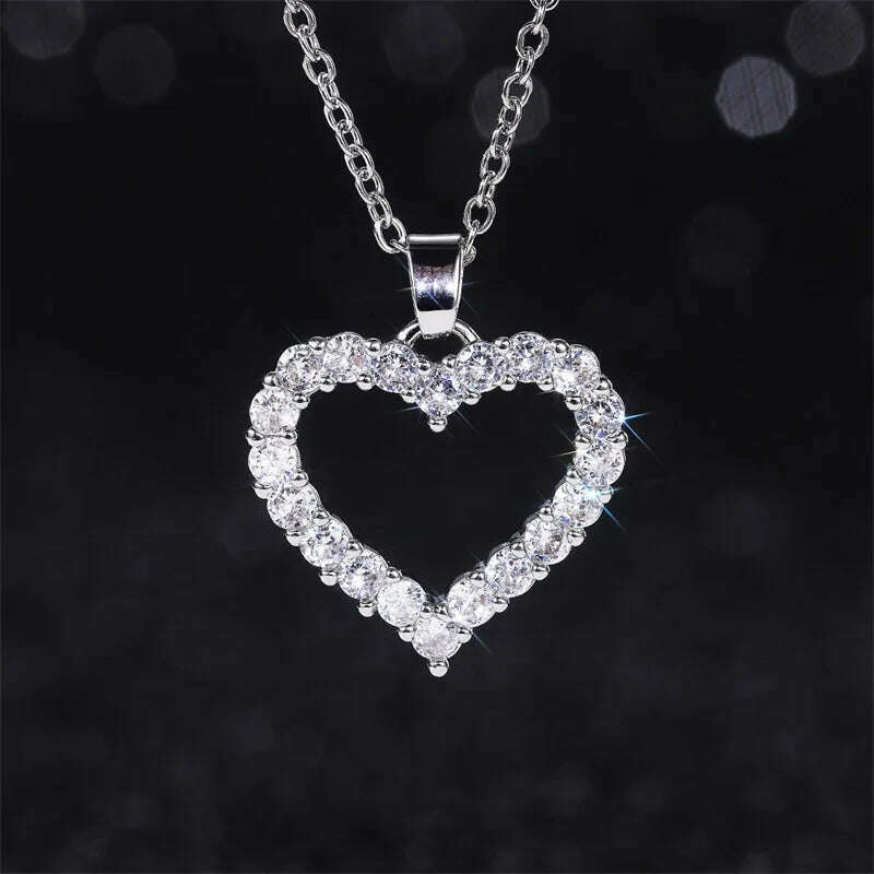 KIMLUD, CAOSHI Delicate Exquisite Heart Necklaces for Women Stylish Bridal Wedding Jewelry Charming Crystal Pendant Trendy Accessories, XL299, KIMLUD Women's Clothes