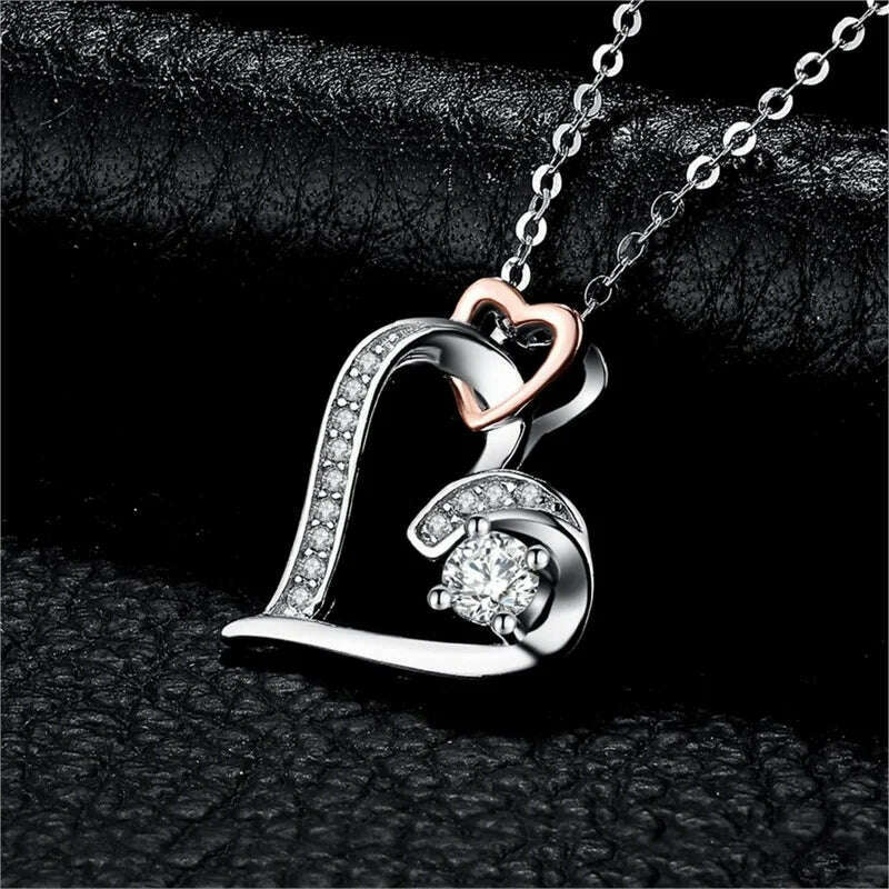 KIMLUD, CAOSHI Hollow-out Design Heart Necklace Exquisite Elegant Women Charming Love Pendant Aesthetic Wedding Accessories Chic Jewelry, XL359, KIMLUD Womens Clothes