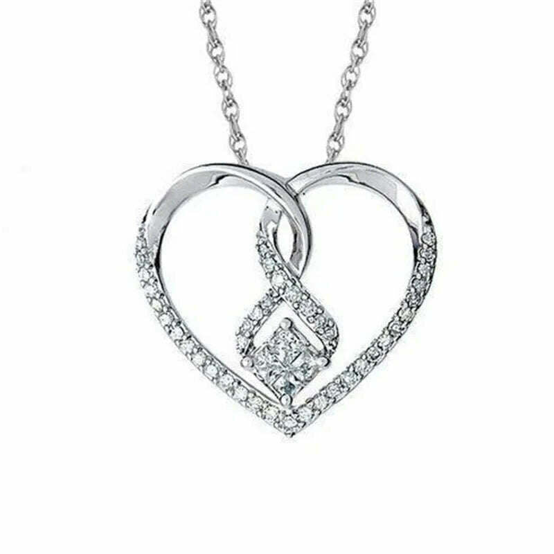 KIMLUD, CAOSHI Hollow-out Design Heart Necklace Exquisite Elegant Women Charming Love Pendant Aesthetic Wedding Accessories Chic Jewelry, XL422, KIMLUD Womens Clothes