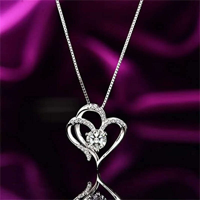 KIMLUD, CAOSHI Hollow-out Design Heart Necklace Exquisite Elegant Women Charming Love Pendant Aesthetic Wedding Accessories Chic Jewelry, XL486, KIMLUD Womens Clothes