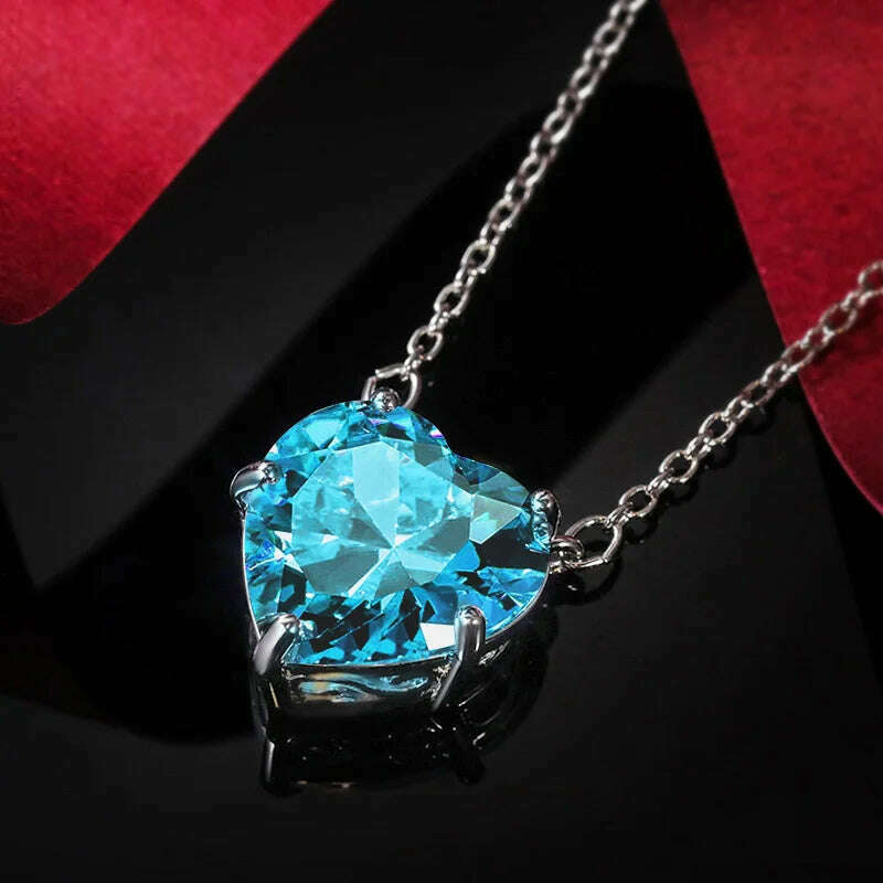 CAOSHI Simple Design Lovely Heart Cubic Zirconia Pendant Necklace for Women Exquisite Wedding Anniversary Gifts Elegant Jewelry - KIMLUD