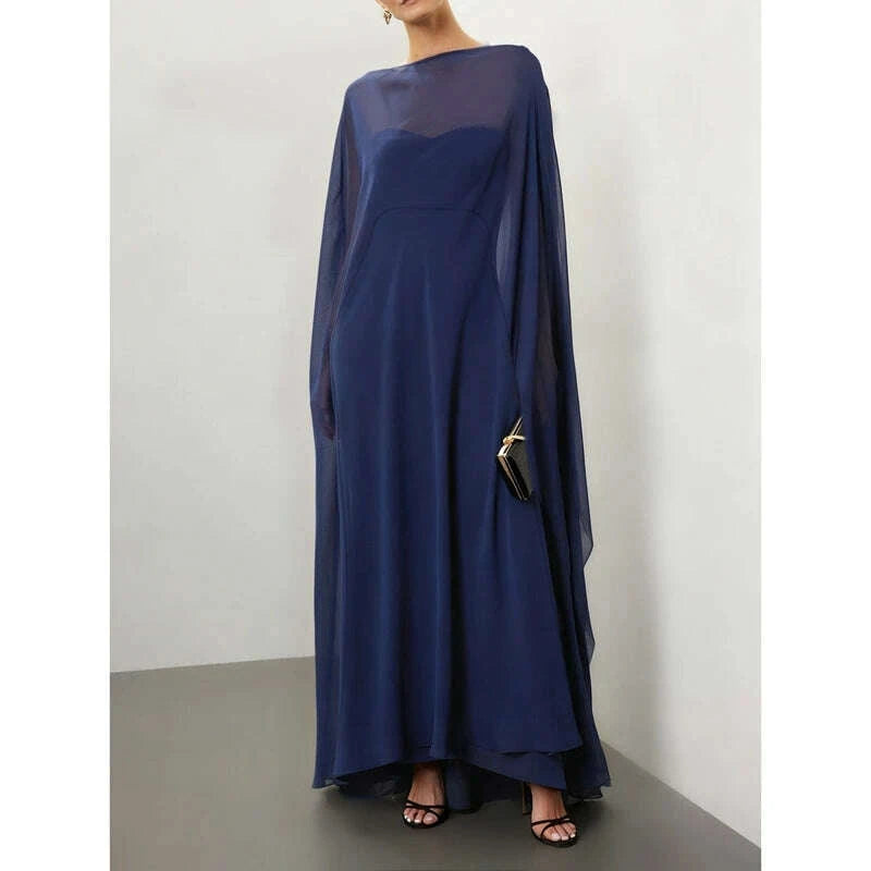 Cape Blouse - High Low Hem Sheer - Polyester | KIMLUD