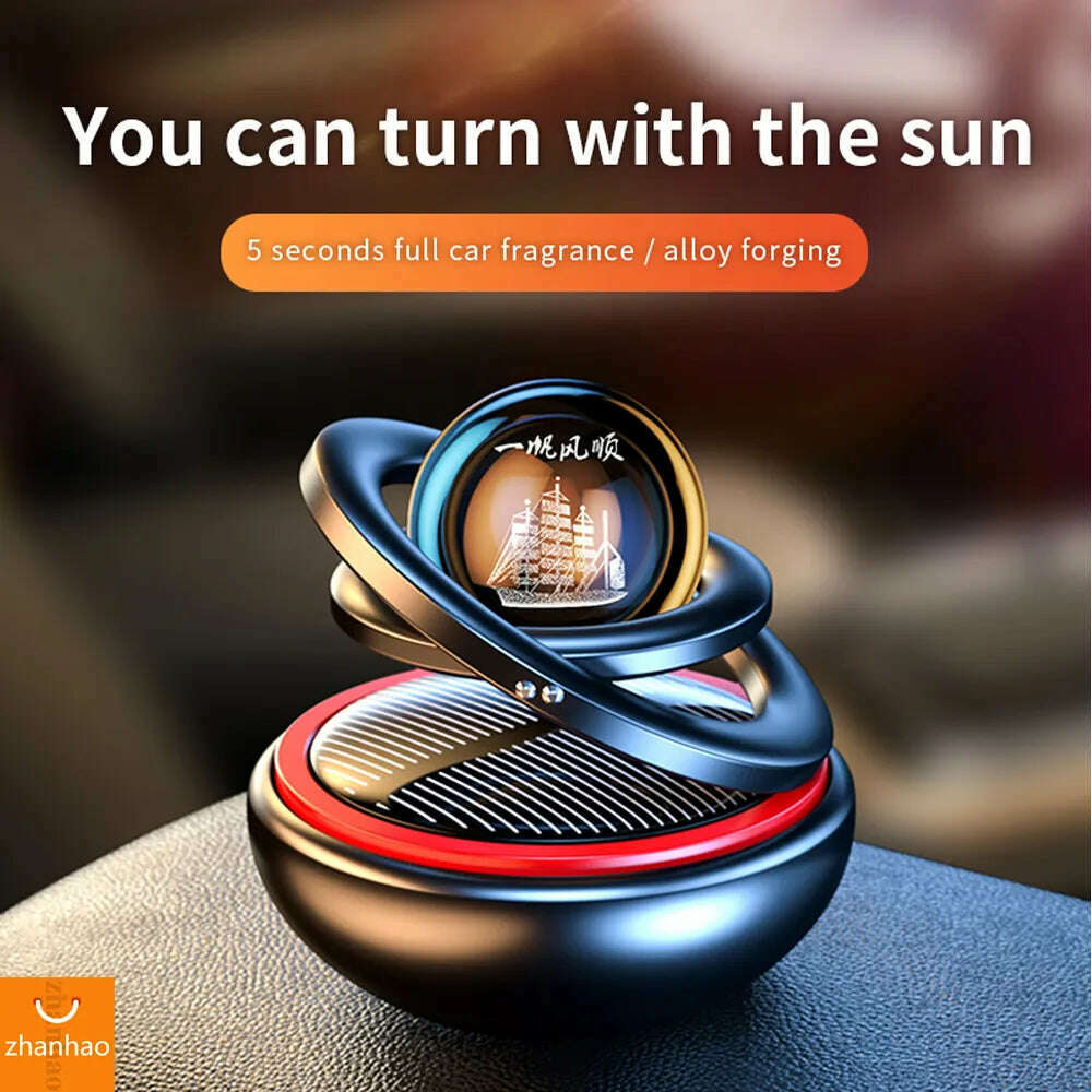 Car Air Freshener Solar Rotating Aromatreatment Decoration Car Interior Accessories Women Men Original Flavored Perfume Diffuser - KIMLUD