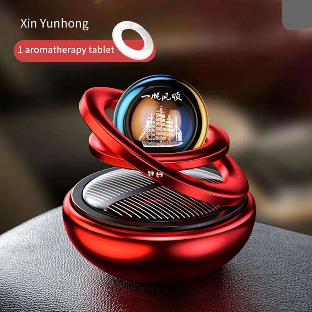 Car Air Freshener Solar Rotating Aromatreatment Decoration Car Interior Accessories Women Men Original Flavored Perfume Diffuser - KIMLUD
