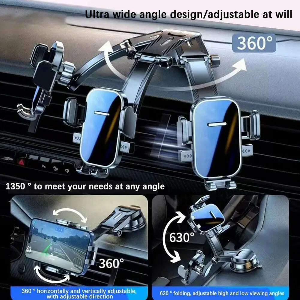 Car Phone Holder Universal Sucker - Dashboard and Windshield Support Bracket, 360° Rotation for Car Interior Mobile Accessories - KIMLUD
