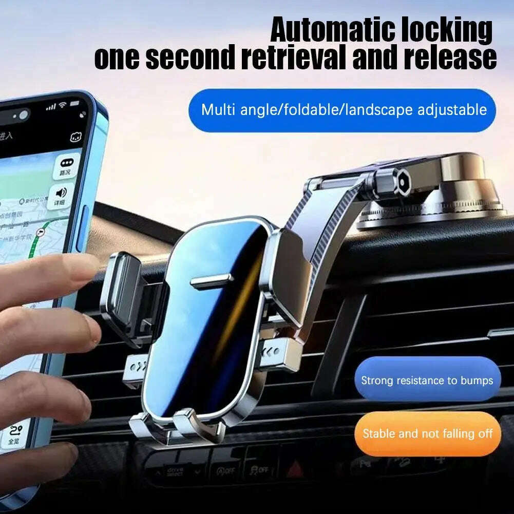Car Phone Holder Universal Sucker - Dashboard and Windshield Support Bracket, 360° Rotation for Car Interior Mobile Accessories - KIMLUD