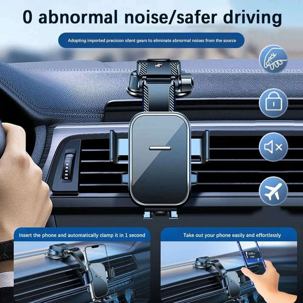 Car Phone Holder Universal Sucker - Dashboard and Windshield Support Bracket, 360° Rotation for Car Interior Mobile Accessories - KIMLUD