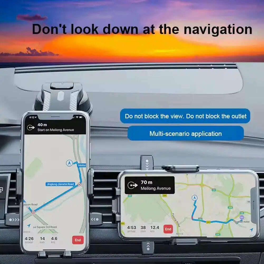 Car Phone Holder Universal Sucker - Dashboard and Windshield Support Bracket, 360° Rotation for Car Interior Mobile Accessories - KIMLUD
