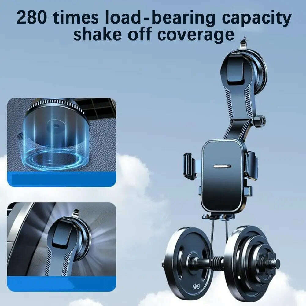 Car Phone Holder Universal Sucker - Dashboard and Windshield Support Bracket, 360° Rotation for Car Interior Mobile Accessories - KIMLUD