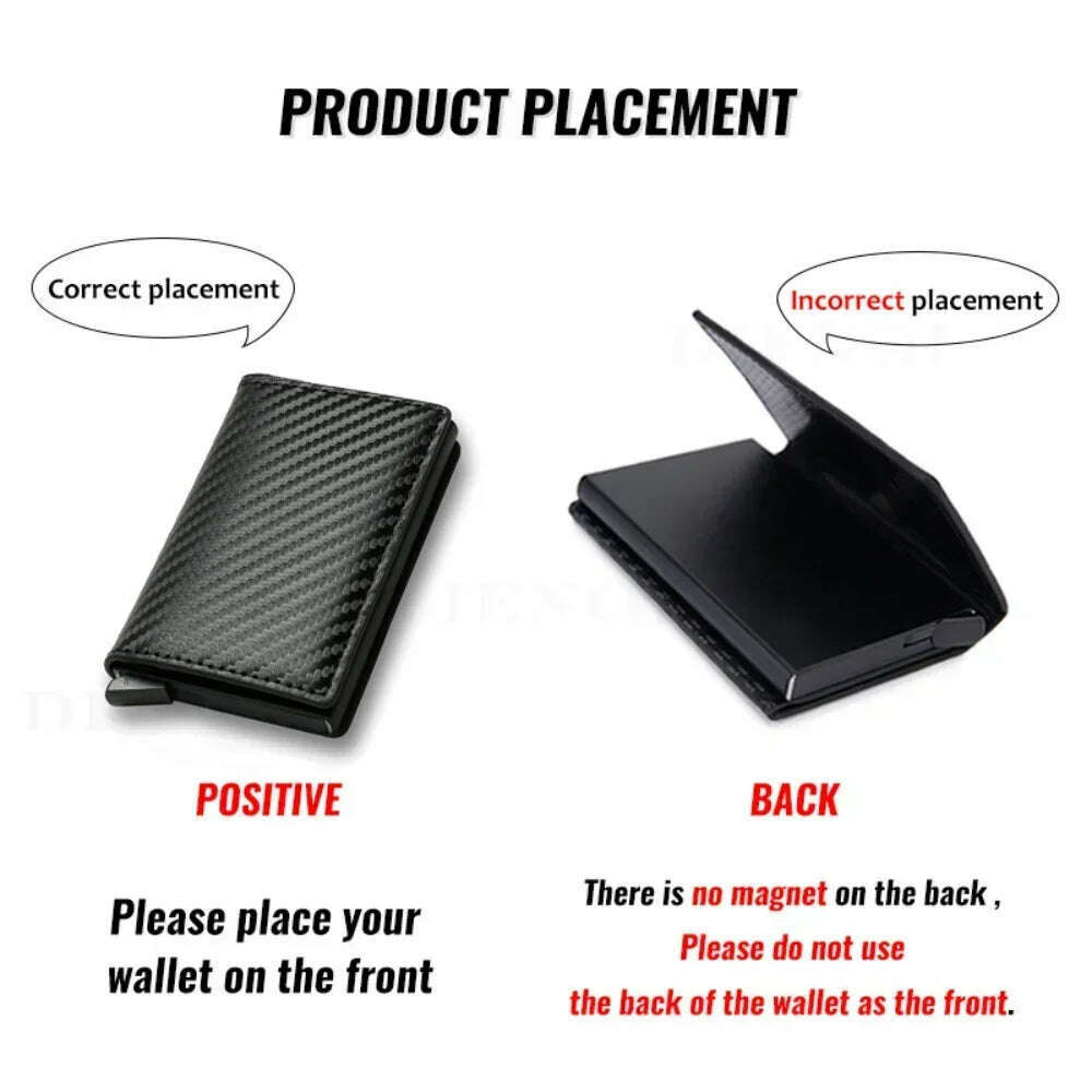 KIMLUD, Carbon Fiber Card Holder Wallets for Men RFID Portable Trifold PU Slim Mini Wallet Male Purses Wallet Women pasjeshouder, KIMLUD Womens Clothes