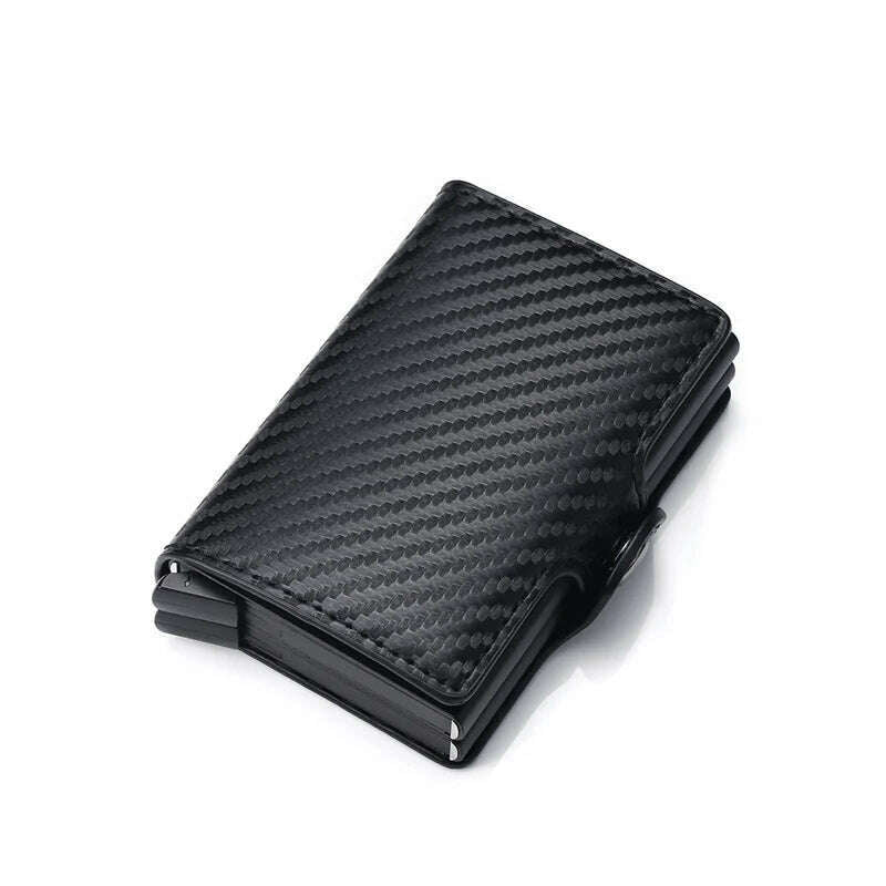 KIMLUD, Carbon Fiber Credit Card Holder Mens Double Anti Rfid Bank Cardholder Case Wallet Metal Business Bank Minimalist Wallet Gift, Carbon Fiber, KIMLUD Womens Clothes