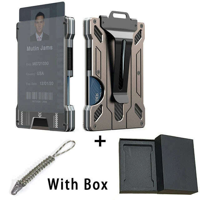KIMLUD, Carbon Fiber EDC Wallets Transparent Credentials Holder Magsafe Men Wallet Aluminium Metal Male Purse Mini Smart Magic Wallet, 3pcs 2, KIMLUD APPAREL - Womens Clothes