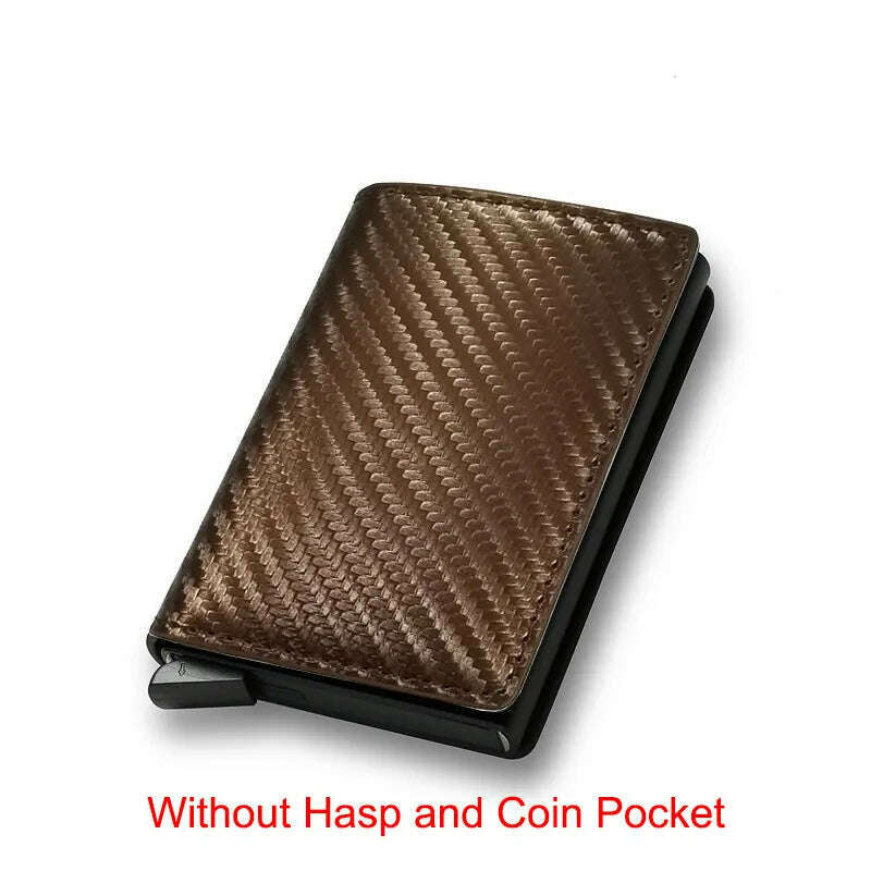 KIMLUD, Carbon Fiber Slim Aluminum Men Wallet ID Credit Card Holder Mini RFID Wallet Automatic Pop up Bank Card Case Black Vallet 2023, Carbon Bronze, KIMLUD Womens Clothes