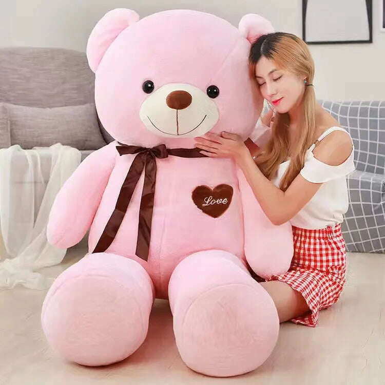 KIMLUD, Cartoon Bear Plush Toys Soft Stuffed Doll Animal Big Size Bear Plush Toy Dolls Valentine's Day Birthday Gifts for Girl Friend, pink / about 120cm, KIMLUD Womens Clothes