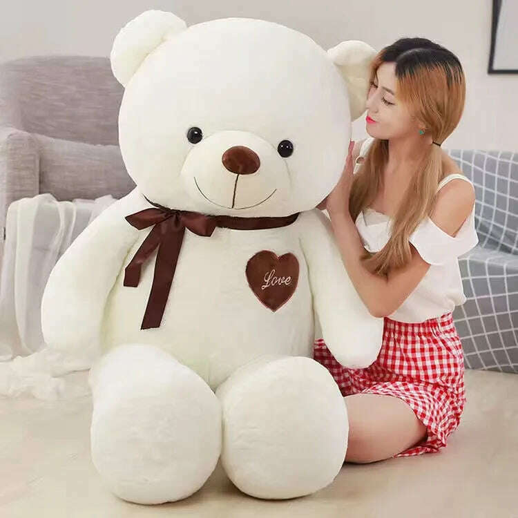 KIMLUD, Cartoon Bear Plush Toys Soft Stuffed Doll Animal Big Size Bear Plush Toy Dolls Valentine's Day Birthday Gifts for Girl Friend, white / about 120cm, KIMLUD Womens Clothes