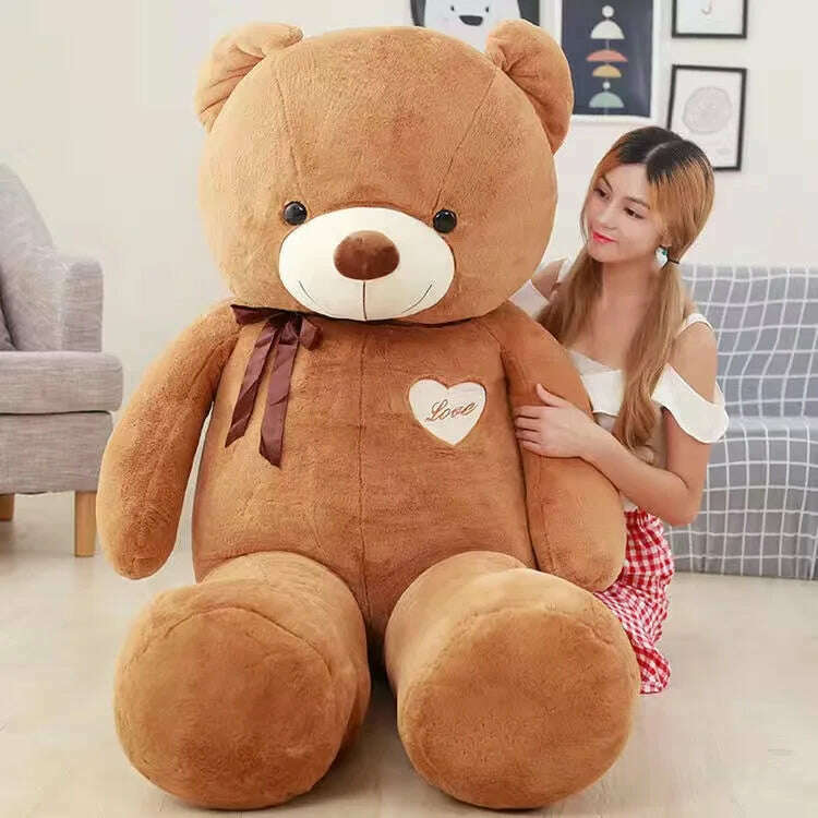 KIMLUD, Cartoon Bear Plush Toys Soft Stuffed Doll Animal Big Size Bear Plush Toy Dolls Valentine's Day Birthday Gifts for Girl Friend, dark brown / about 120cm, KIMLUD Womens Clothes