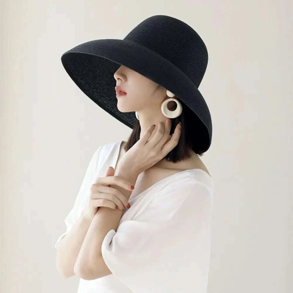 Casual Boho Straw Hat Wide Brim Visor Weave Hat Korean Style Breathable UV Protection Cap Girls
