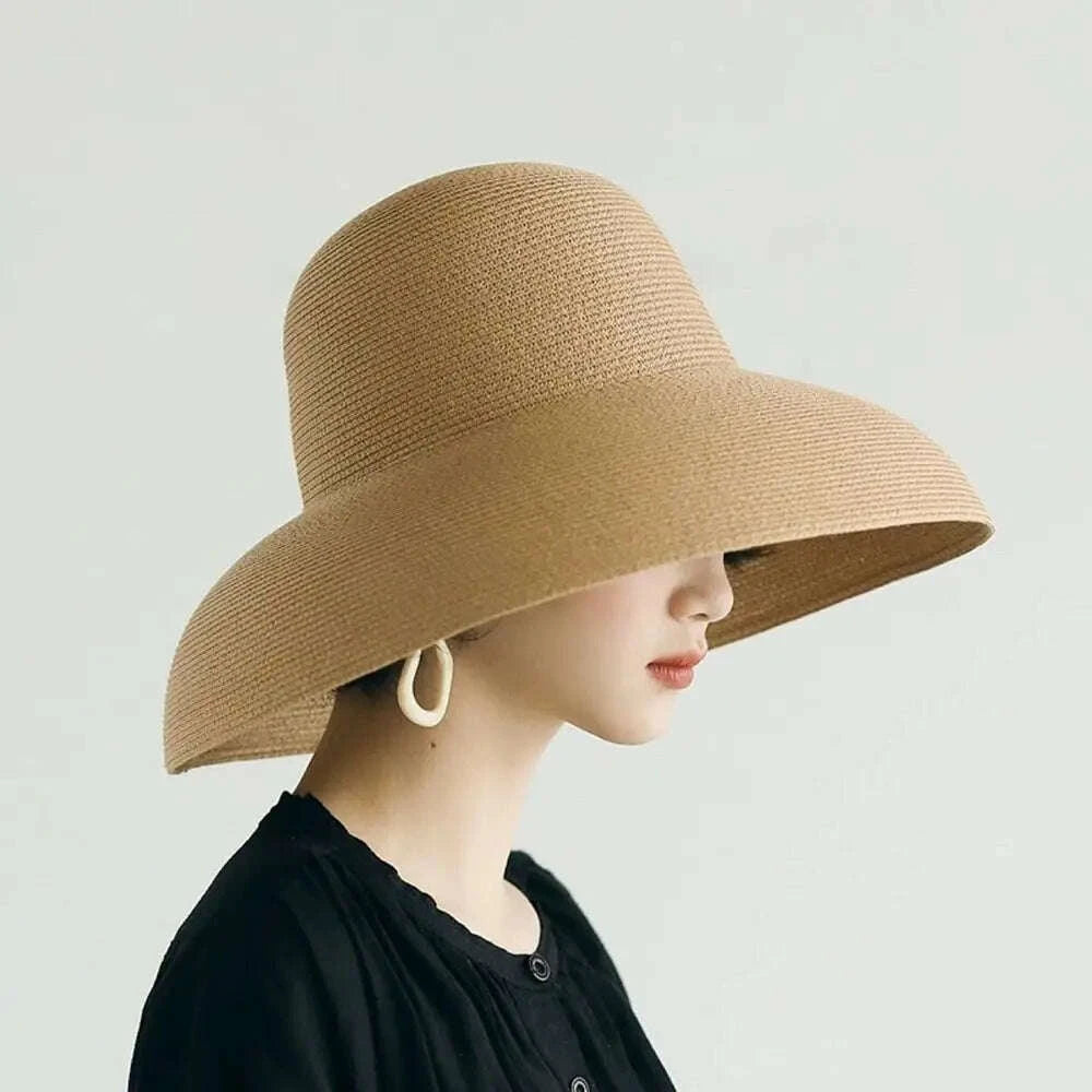Casual Boho Straw Hat Wide Brim Visor Weave Hat Korean Style Breathable UV Protection Cap Girls