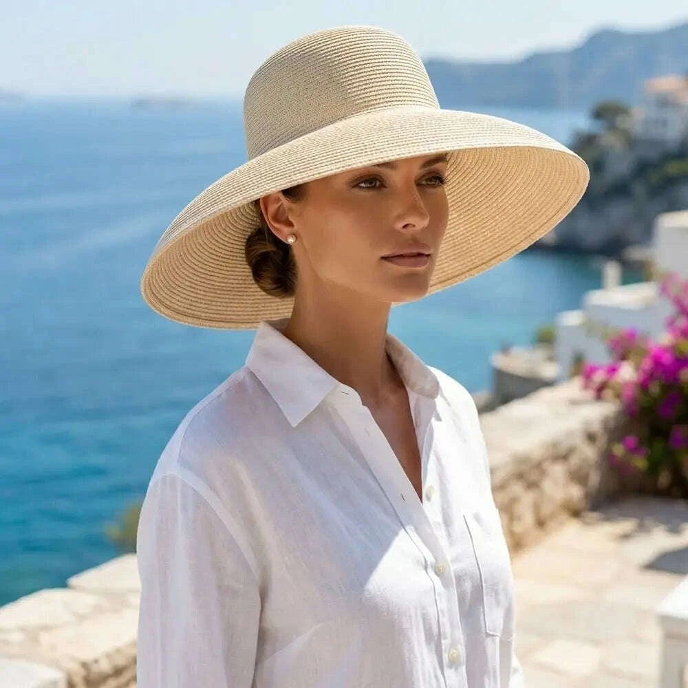 Casual Boho Straw Hat Wide Brim Visor Weave Hat Korean Style Breathable UV Protection Cap Girls