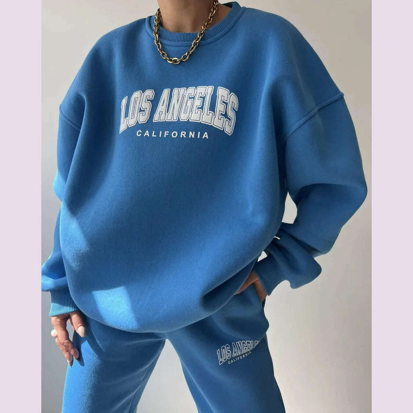 Casual Long Sleeve Hoodies Pants Set Office Lady Autumn Winter Print Sweatershirt Trousers Two Piece Set Women Outfit 2023 - KIMLUD