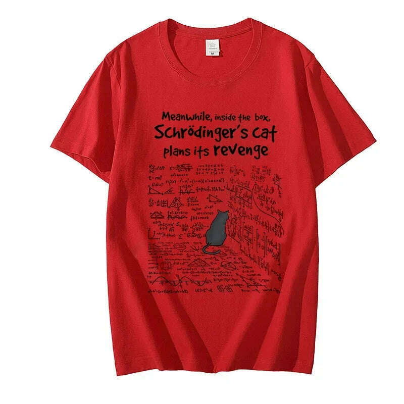 Cat's Revenge Men T-shirts Funny Math Formula Tshirt Male Female Clothes Short Sleeve Tops Fashion Cartoon Anime Graphic T Shirt - KIMLUD
