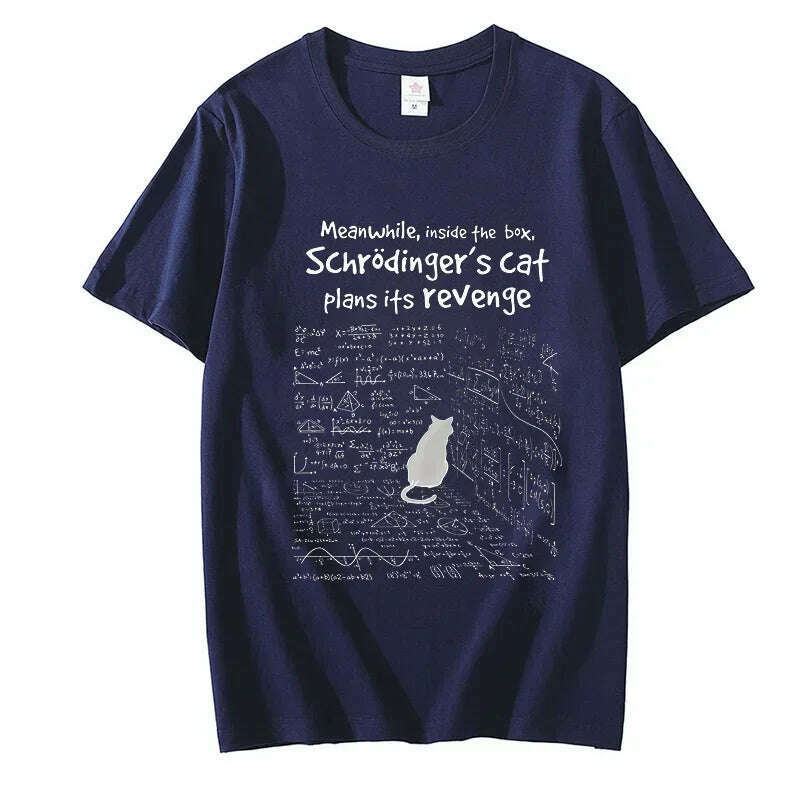 Cat's Revenge Men T-shirts Funny Math Formula Tshirt Male Female Clothes Short Sleeve Tops Fashion Cartoon Anime Graphic T Shirt - KIMLUD