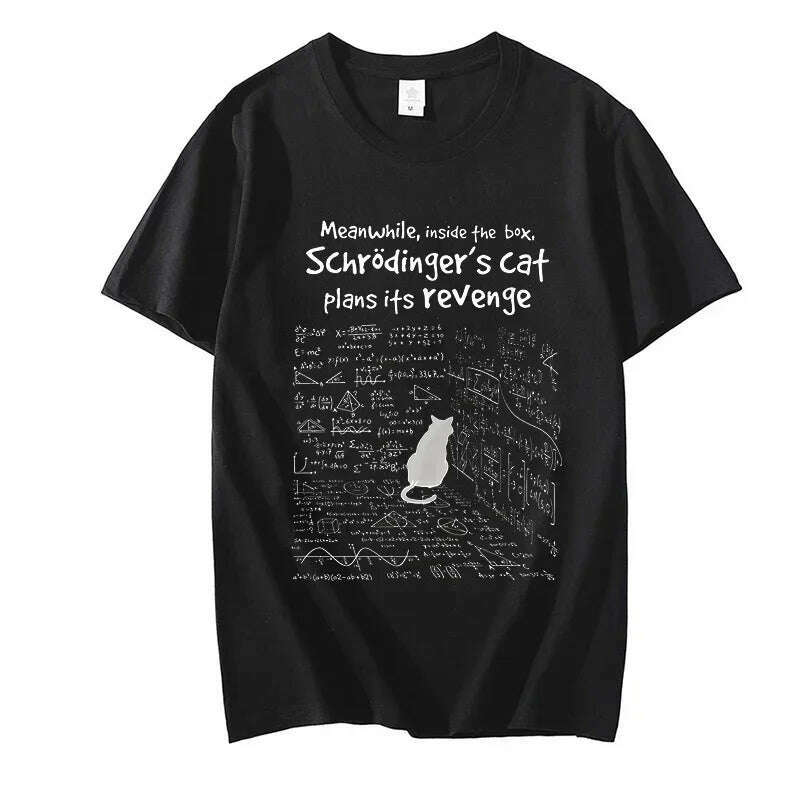 Cat's Revenge Men T-shirts Funny Math Formula Tshirt Male Female Clothes Short Sleeve Tops Fashion Cartoon Anime Graphic T Shirt - KIMLUD