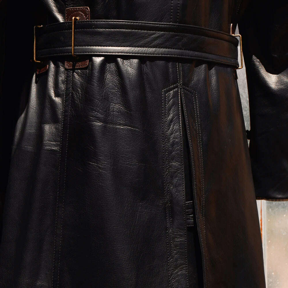 KIMLUD, CD1.8 Cidu US Size Super Top Quality Army Genuine M65 Outerwear Italian Cow Leather Long Trench Coat Cowhide Wind Jacket, KIMLUD Womens Clothes