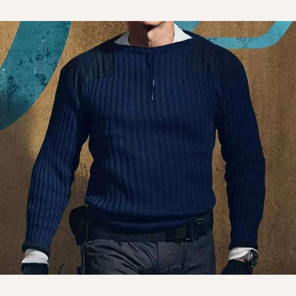 CDS369 Cidu Super Top Quality Heavy Thick 560 GSM Indigo Jumper Flexible 100% Merino Wool Warm Pullover - KIMLUD