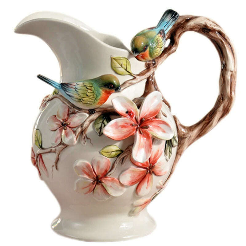 KIMLUD, Ceramic Birds Flowers Vase Pot, Home Decor, Wedding Decoration, Office, Study, Living Room, Dining Table, Interior, A, KIMLUD Womens Clothes