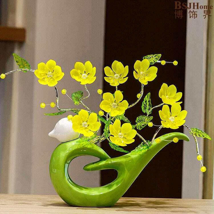 KIMLUD, Ceramic Birds Vase for Home Decoration, Creative Design, Fashion Flowers, Crafts, Wedding, Dining Table, Accessories, KIMLUD Womens Clothes