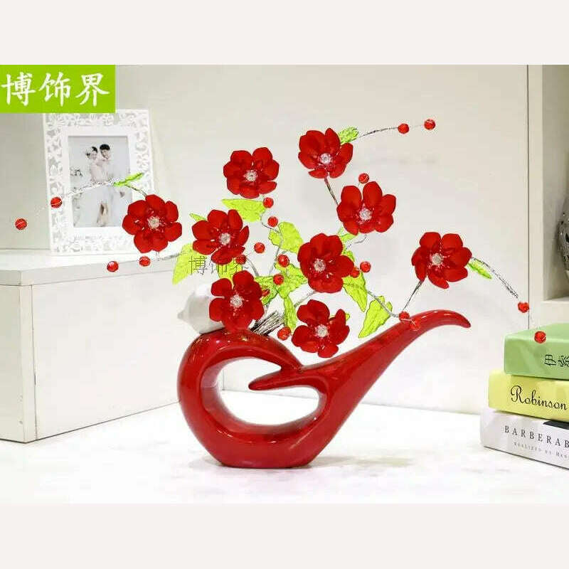KIMLUD, Ceramic Birds Vase for Home Decoration, Creative Design, Fashion Flowers, Crafts, Wedding, Dining Table, Accessories, KIMLUD Womens Clothes