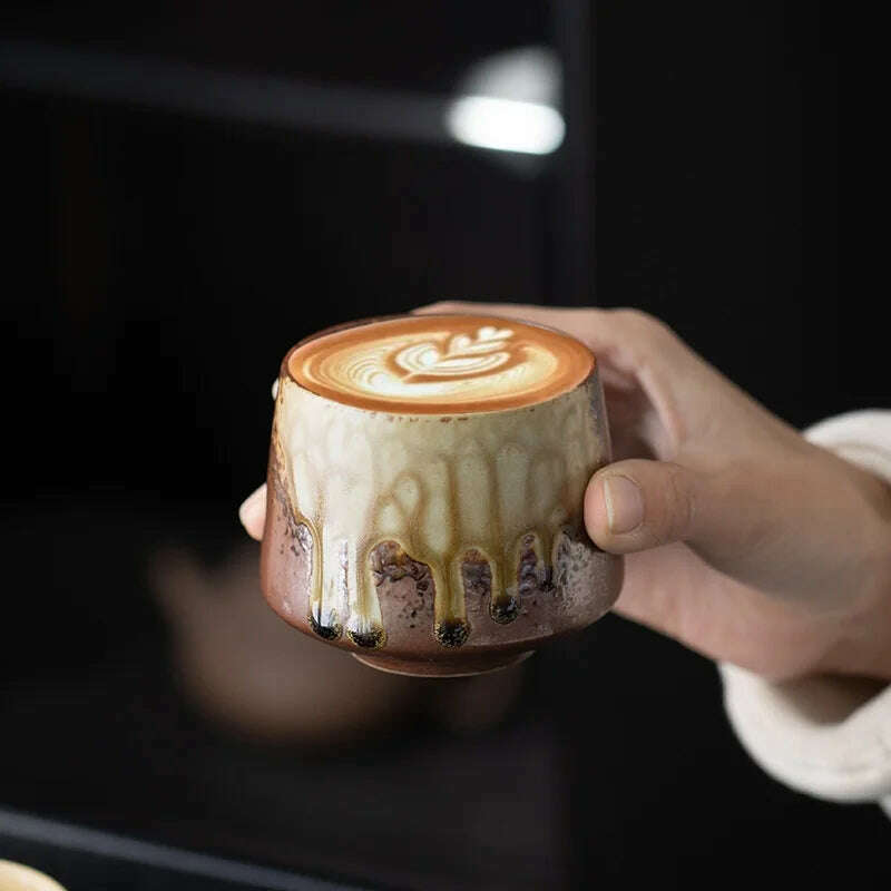 Ceramic Cup Vintage Coarse Pottery Coffee Cup Porcelain Personal Single Pottery Tea Cups Drinkware Wine Mug Water Mugs - KIMLUD
