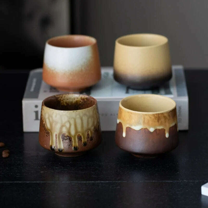 Ceramic Cup Vintage Coarse Pottery Coffee Cup Porcelain Personal Single Pottery Tea Cups Drinkware Wine Mug Water Mugs - KIMLUD