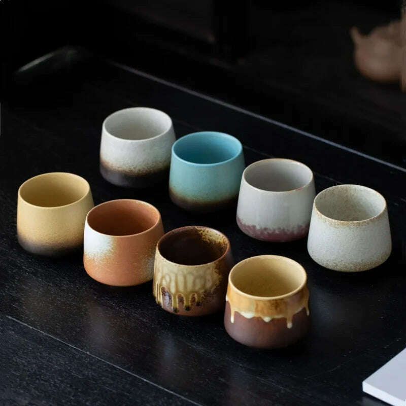 Ceramic Cup Vintage Coarse Pottery Coffee Cup Porcelain Personal Single Pottery Tea Cups Drinkware Wine Mug Water Mugs - KIMLUD