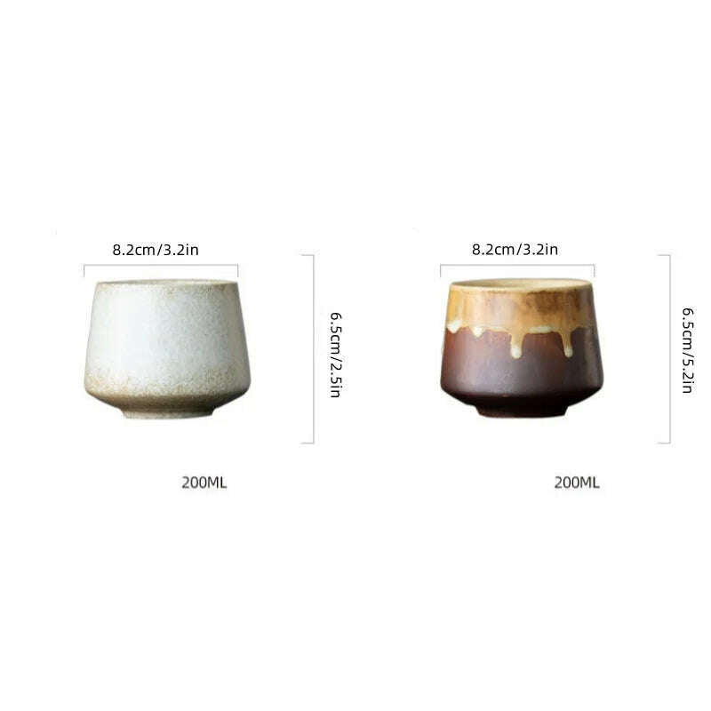 Ceramic Cup Vintage Coarse Pottery Coffee Cup Porcelain Personal Single Pottery Tea Cups Drinkware Wine Mug Water Mugs - KIMLUD