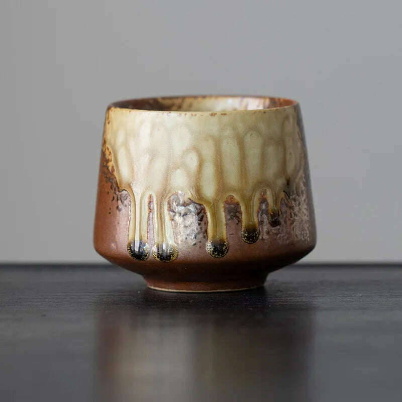 Ceramic Cup Vintage Coarse Pottery Coffee Cup Porcelain Personal Single Pottery Tea Cups Drinkware Wine Mug Water Mugs - KIMLUD