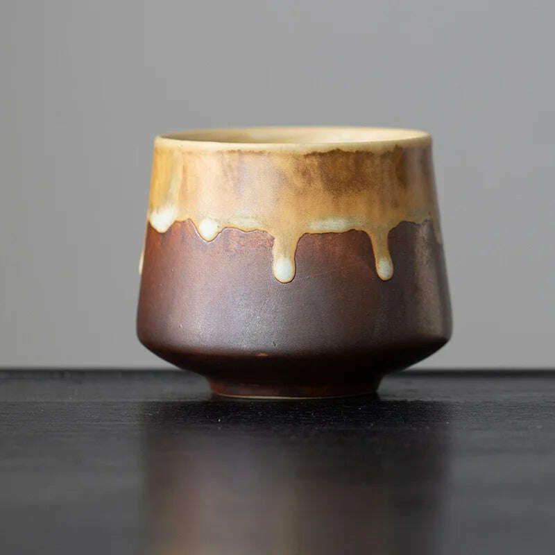 Ceramic Cup Vintage Coarse Pottery Coffee Cup Porcelain Personal Single Pottery Tea Cups Drinkware Wine Mug Water Mugs - KIMLUD